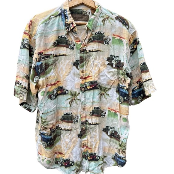 Clearwater Outfitters Mens Size Large Button Down Shirt Hot Rods Cars Print Soft - Picture 1 of 4